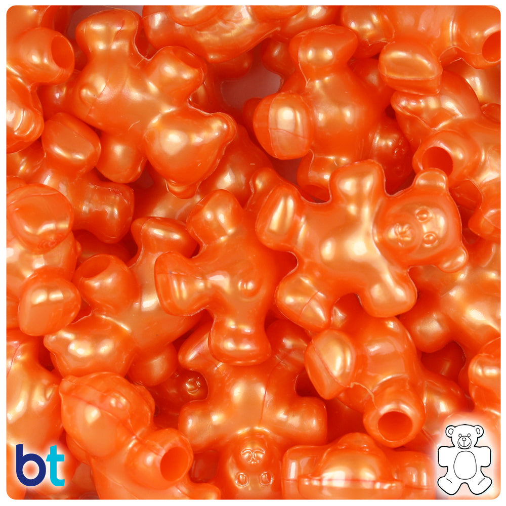 Orange Pearl 25mm Teddy Bear Pony Beads (24pcs)