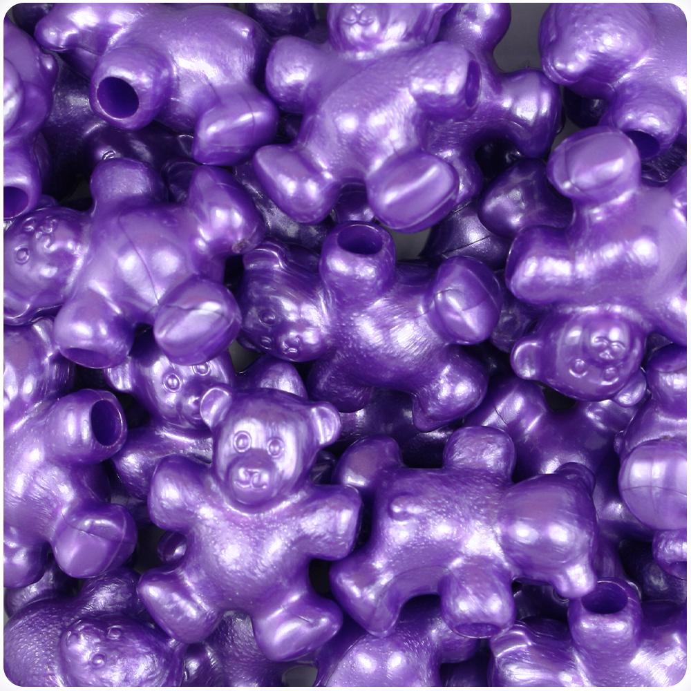 Dark Purple Pearl 25mm Teddy Bear Pony Beads (8pcs)