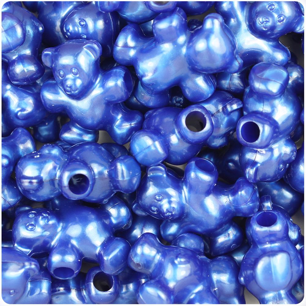 Cobalt Pearl 25mm Teddy Bear Pony Beads (8pcs)