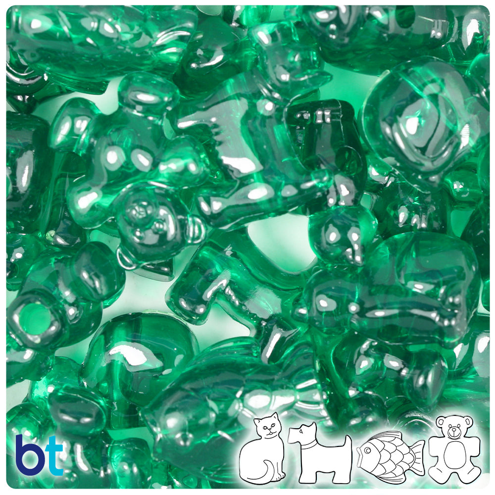 Emerald Transparent Pet Parade Pony Beads (2oz)