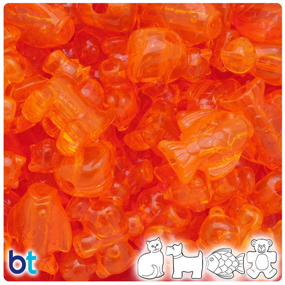 Orange Transparent Pet Parade Pony Beads (2oz)