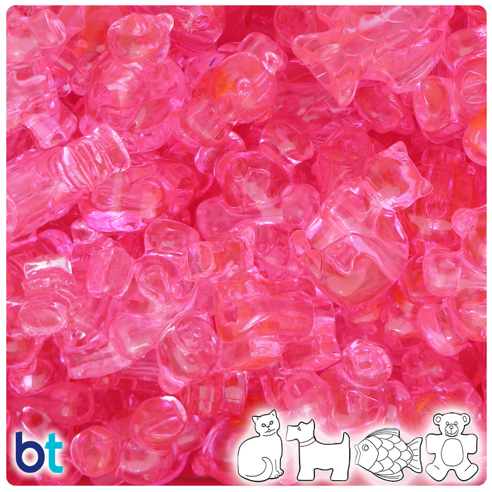Pink Transparent Pet Parade Pony Beads (2oz)