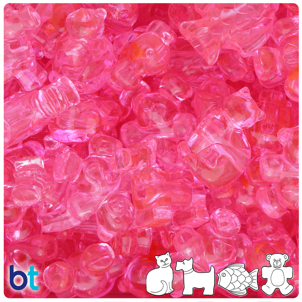 Pink Transparent Pet Parade Pony Beads (8pcs)