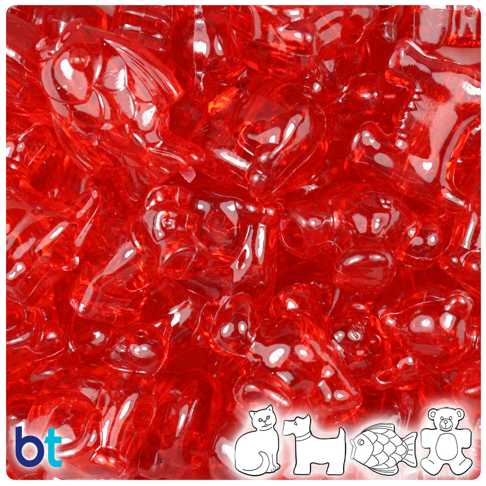 Ruby Transparent Pet Parade Pony Beads (2oz)