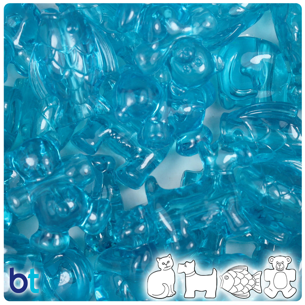 Turquoise Transparent Pet Parade Pony Beads (2oz)