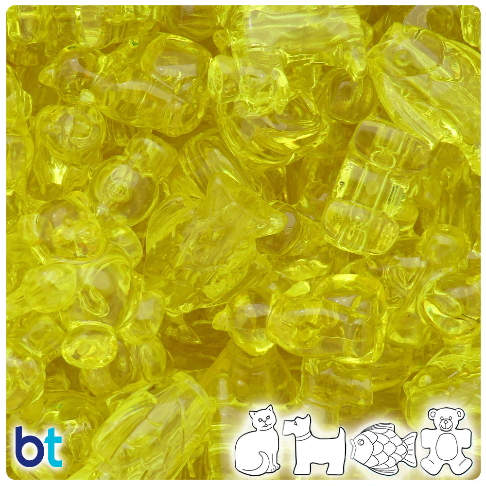 Yellow Transparent Pet Parade Pony Beads (2oz)