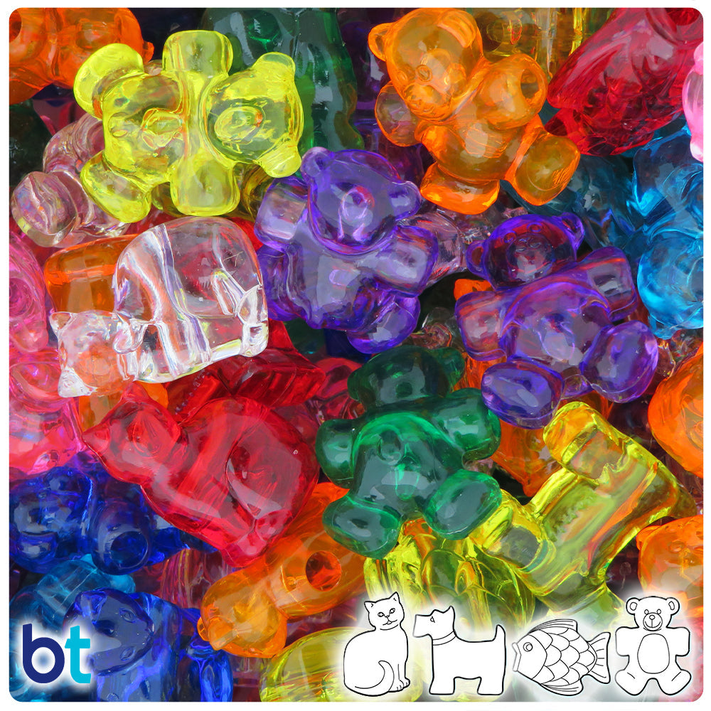 Transparent Mix Pet Parade Pony Beads (8pcs)