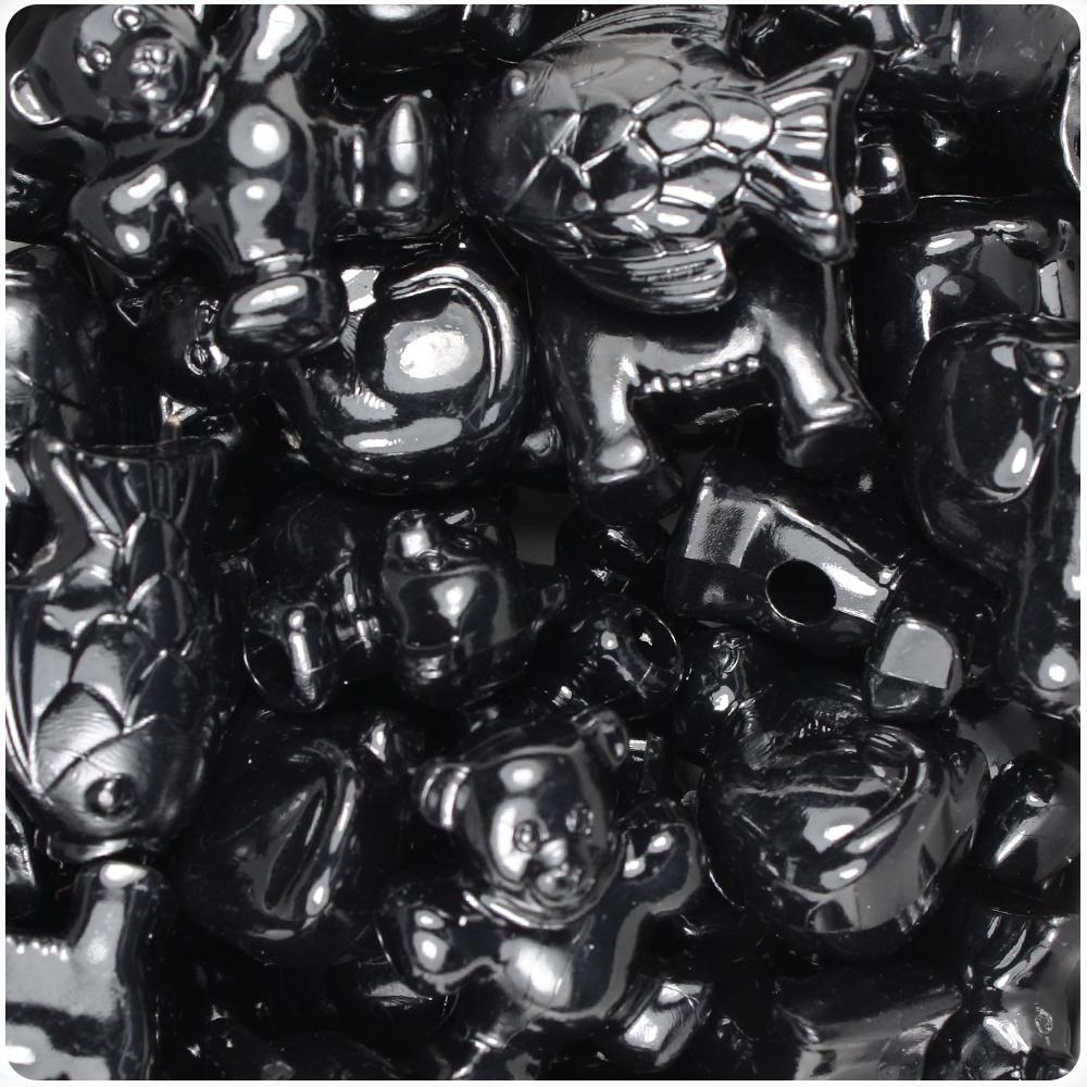 Black Opaque Pet Parade Pony Beads (8pcs)