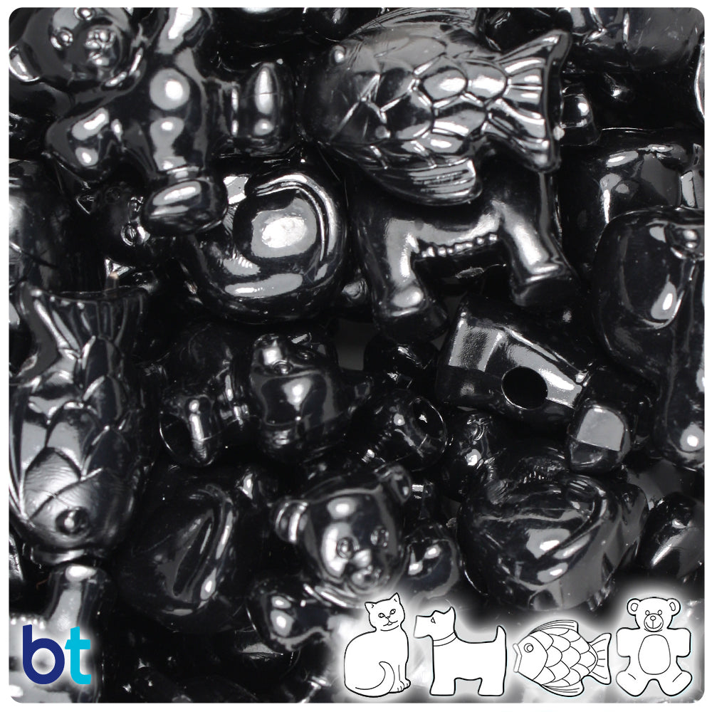 Black Opaque Pet Parade Pony Beads (2oz)
