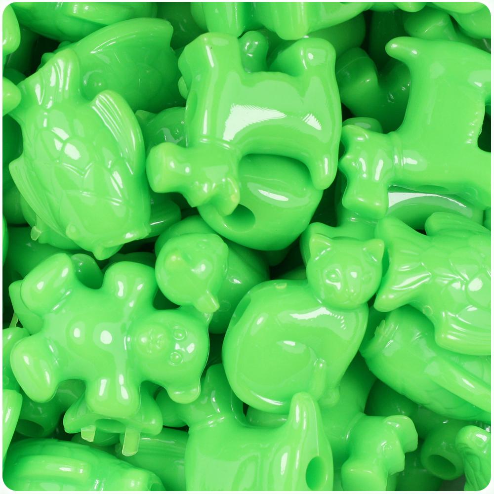 Lime Opaque Pet Parade Pony Beads (8pcs)