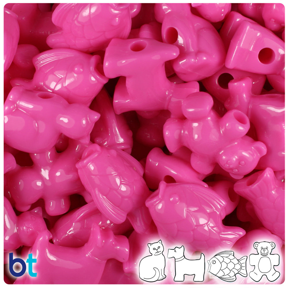 Dark Pink Opaque Pet Parade Pony Beads (2oz)