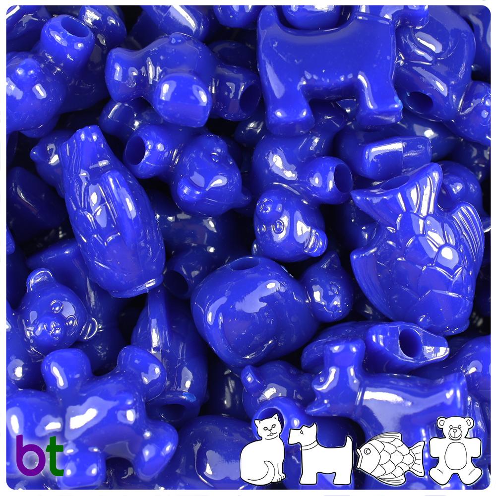Royal Blue Opaque Pet Parade Pony Beads (8pcs)