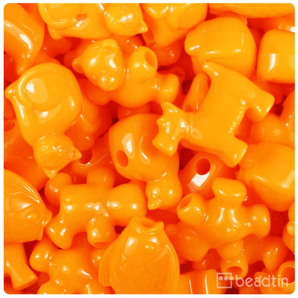Orange Opaque Pet Parade Pony Beads (8pcs)