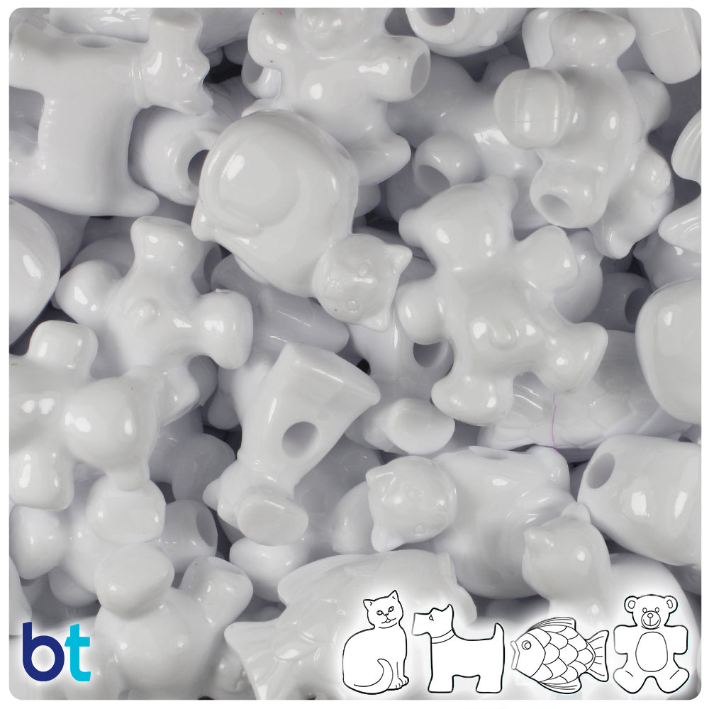 White Opaque Pet Parade Pony Beads (2oz)