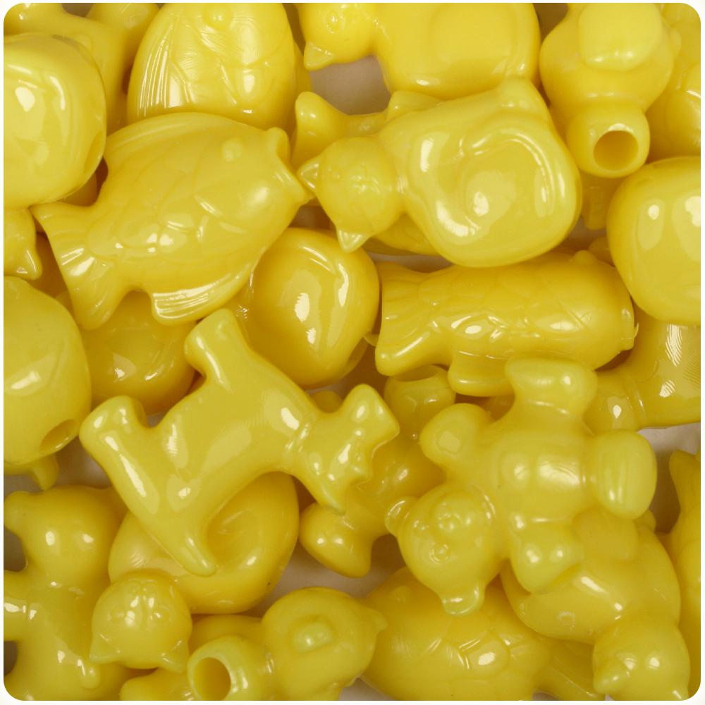 Yellow Opaque Pet Parade Pony Beads (8pcs)