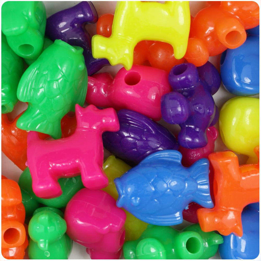Neon Bright Mix Pet Parade Pony Beads (8pcs)