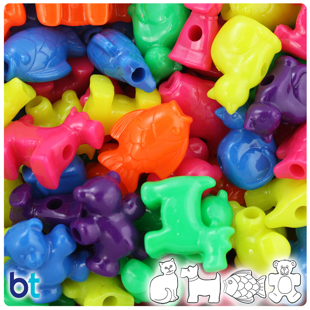 Neon Bright Mix Pet Parade Pony Beads (2oz)