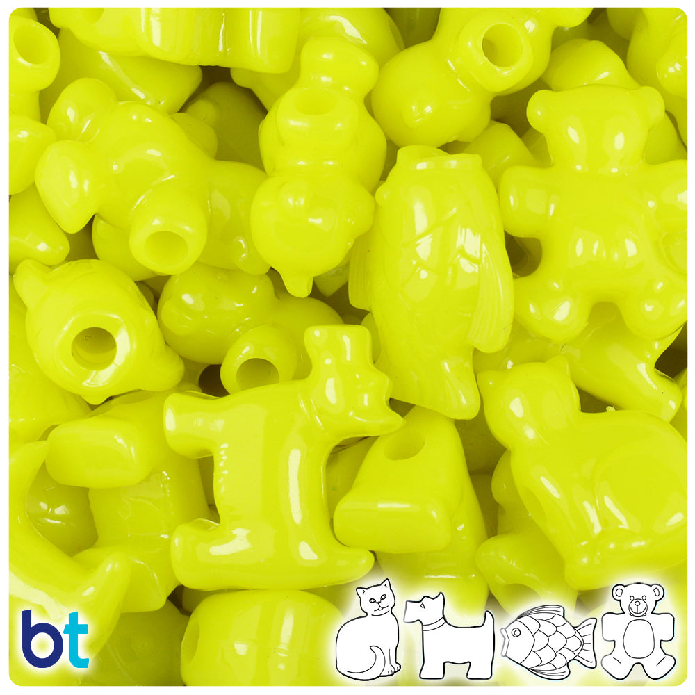 Lemon Neon Bright Pet Parade Pony Beads (2oz)