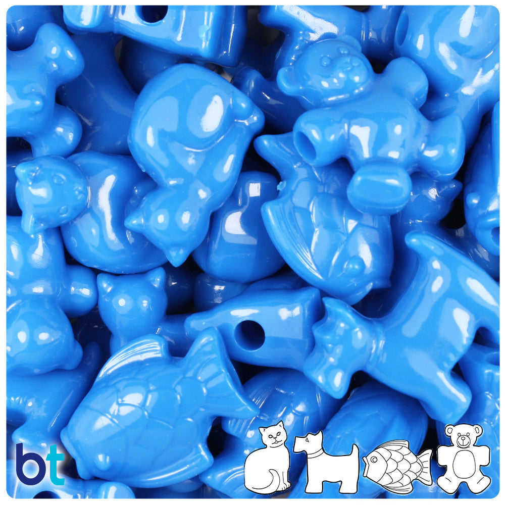 True Blue Neon Bright Pet Parade Pony Beads (8pcs)