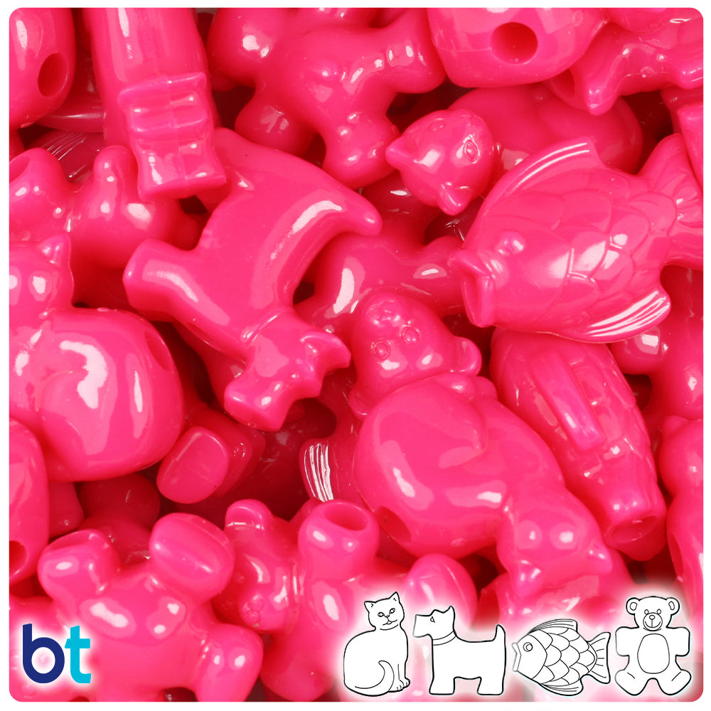 Magenta Neon Bright Pet Parade Pony Beads (2oz)