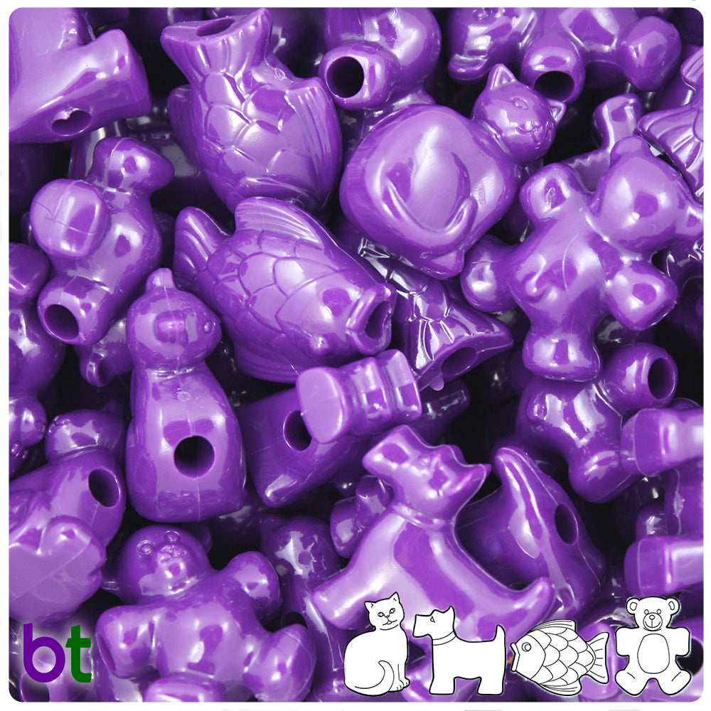 Plum Neon Bright Pet Parade Pony Beads (8pcs)