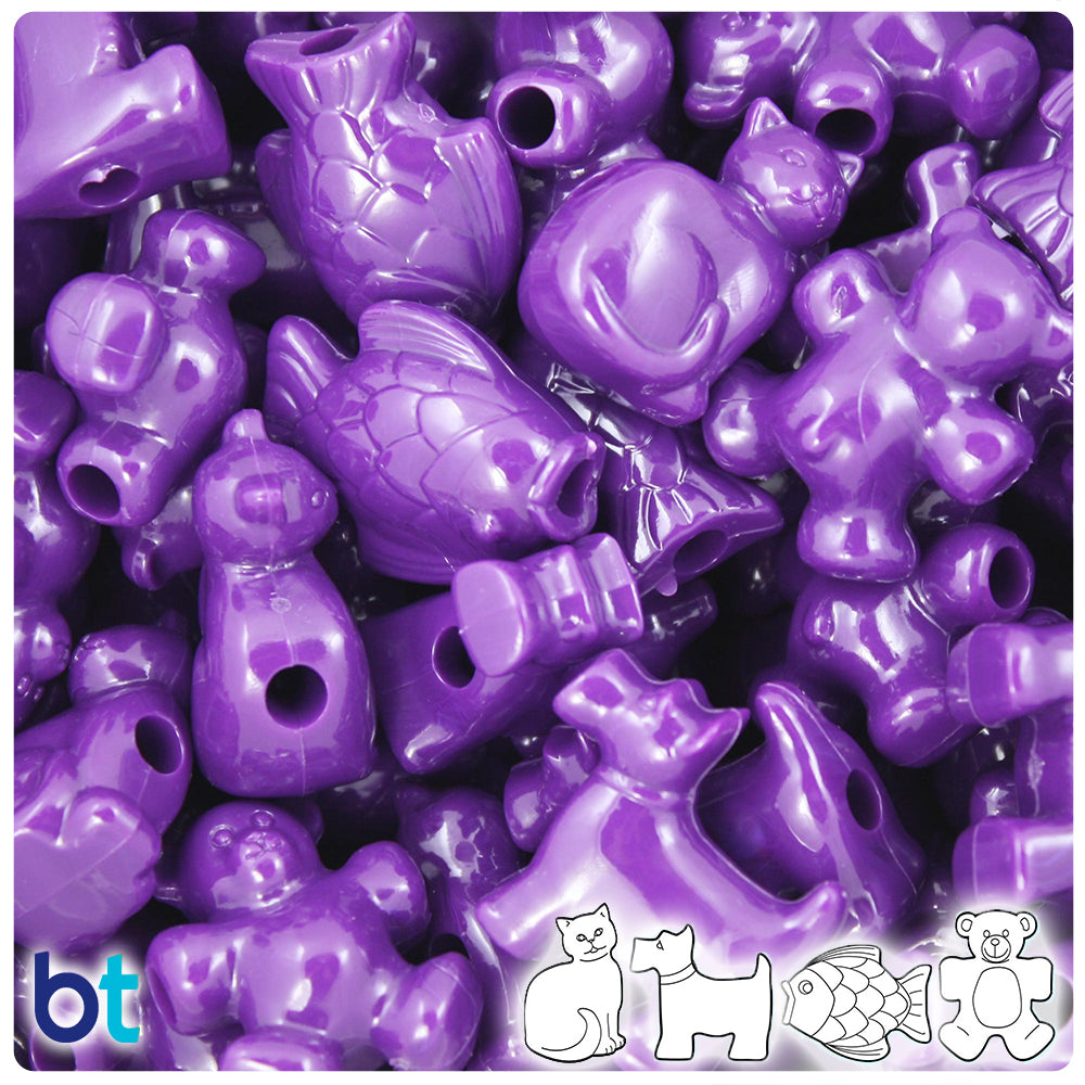 Plum Neon Bright Pet Parade Pony Beads (2oz)