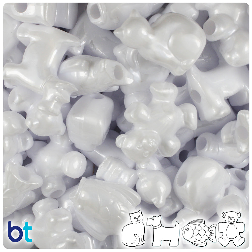 White Pearl Pet Parade Pony Beads (2oz)
