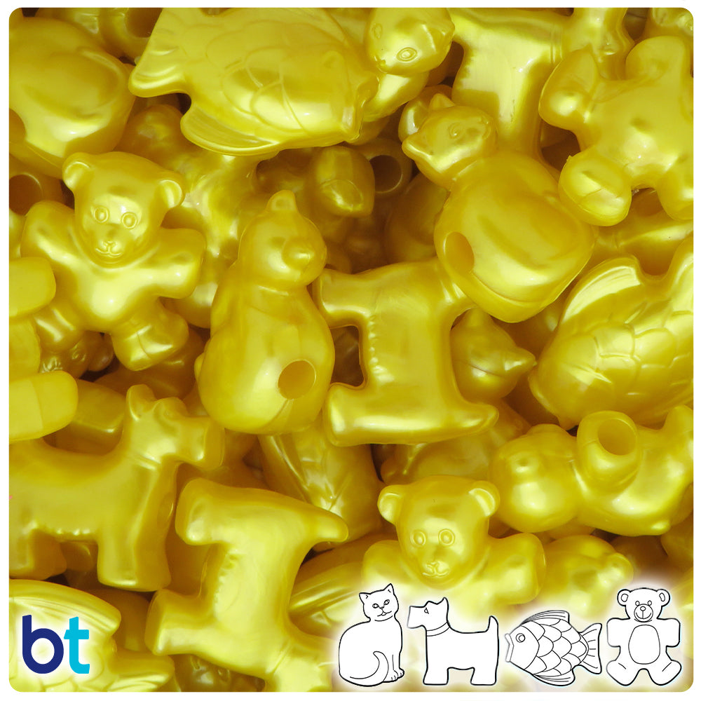 Yellow Pearl Pet Parade Pony Beads (2oz)