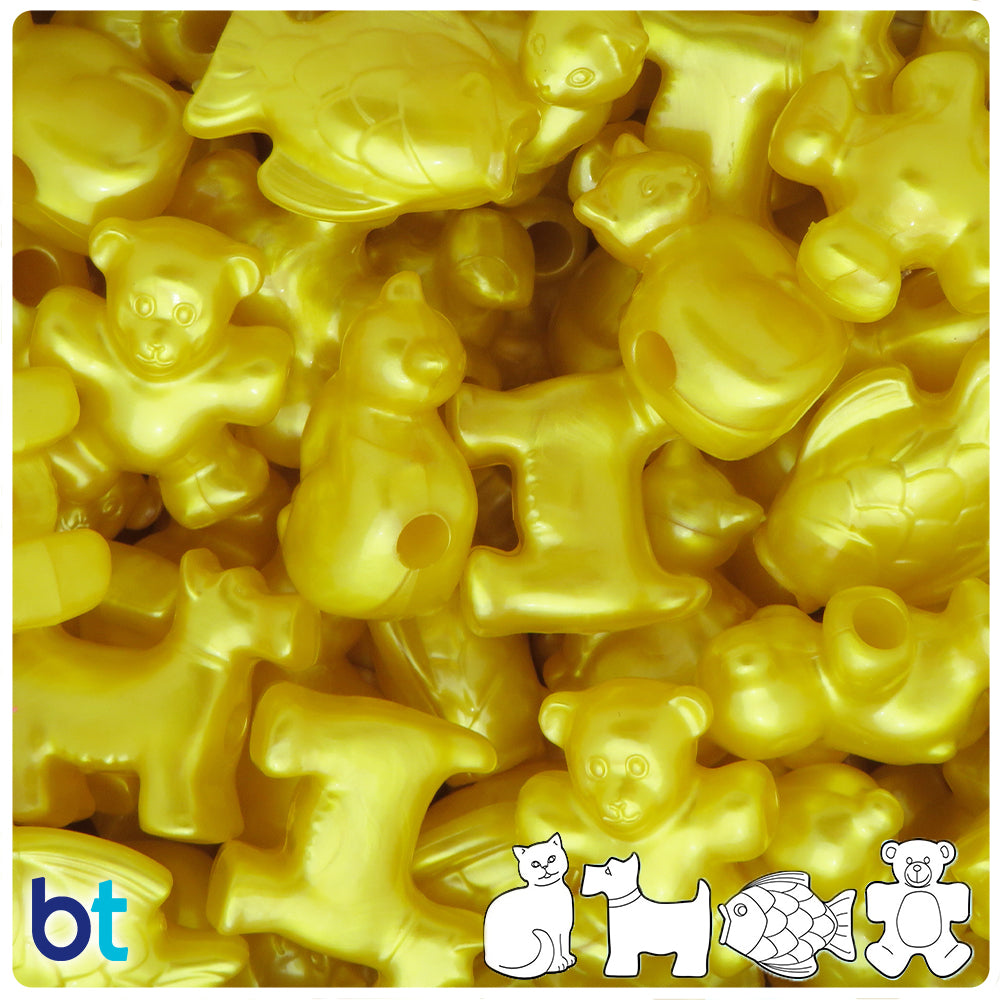 Yellow Pearl Pet Parade Pony Beads (8pcs)