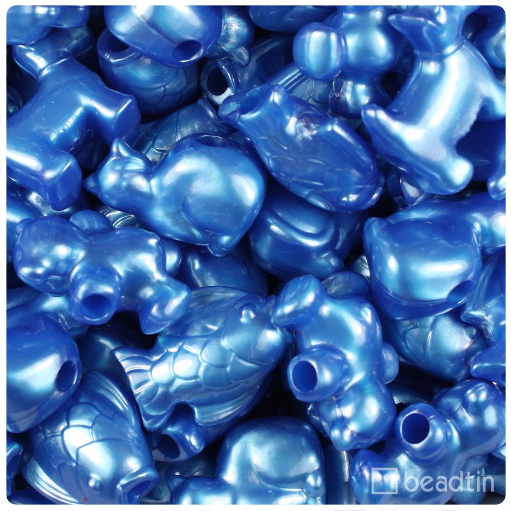 Dark Blue Pearl Pet Parade Pony Beads (8pcs)
