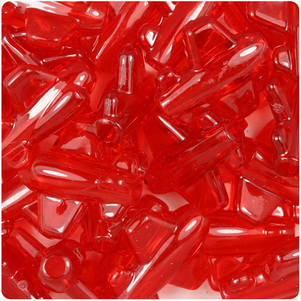 Ruby Transparent 25mm AirPlane Pony Beads (8pcs)