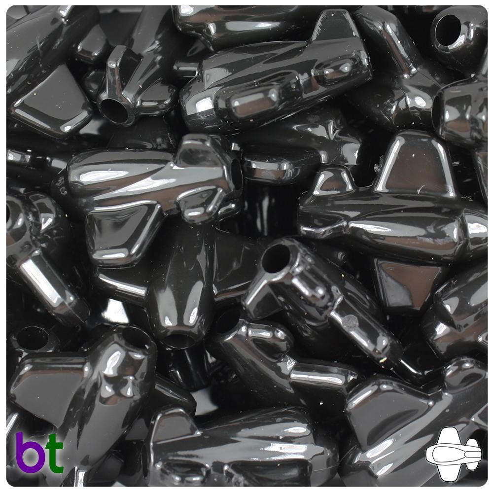Black Opaque 25mm Airplane Pony Beads (8pcs)