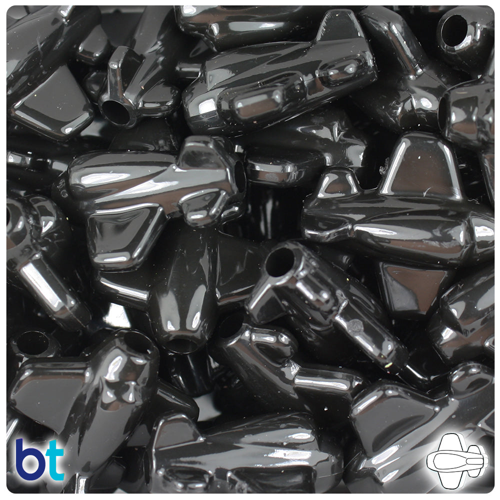 Black Opaque 25mm Airplane Pony Beads (24pcs)
