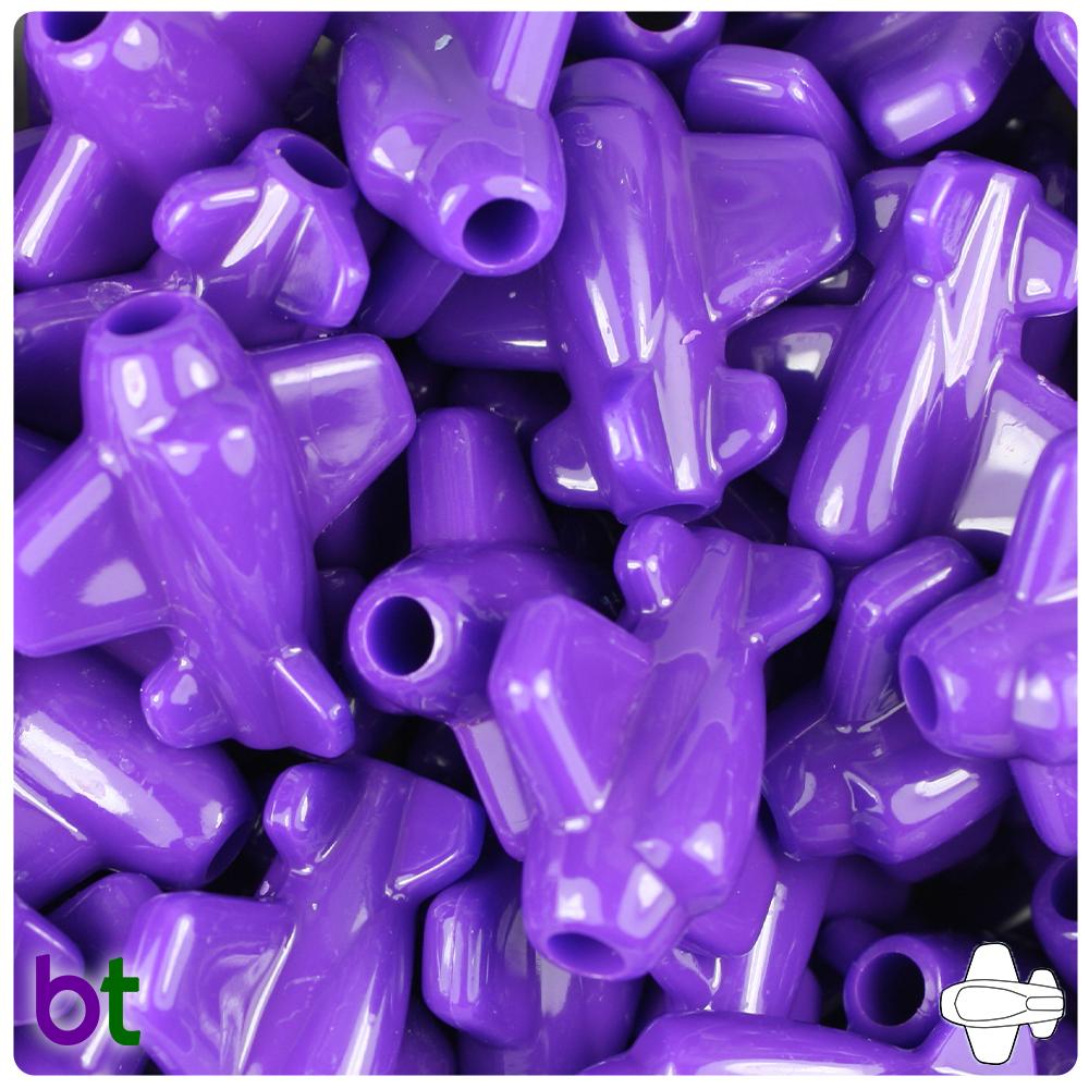 Dark Lilac Opaque 25mm Airplane Pony Beads (8pcs)