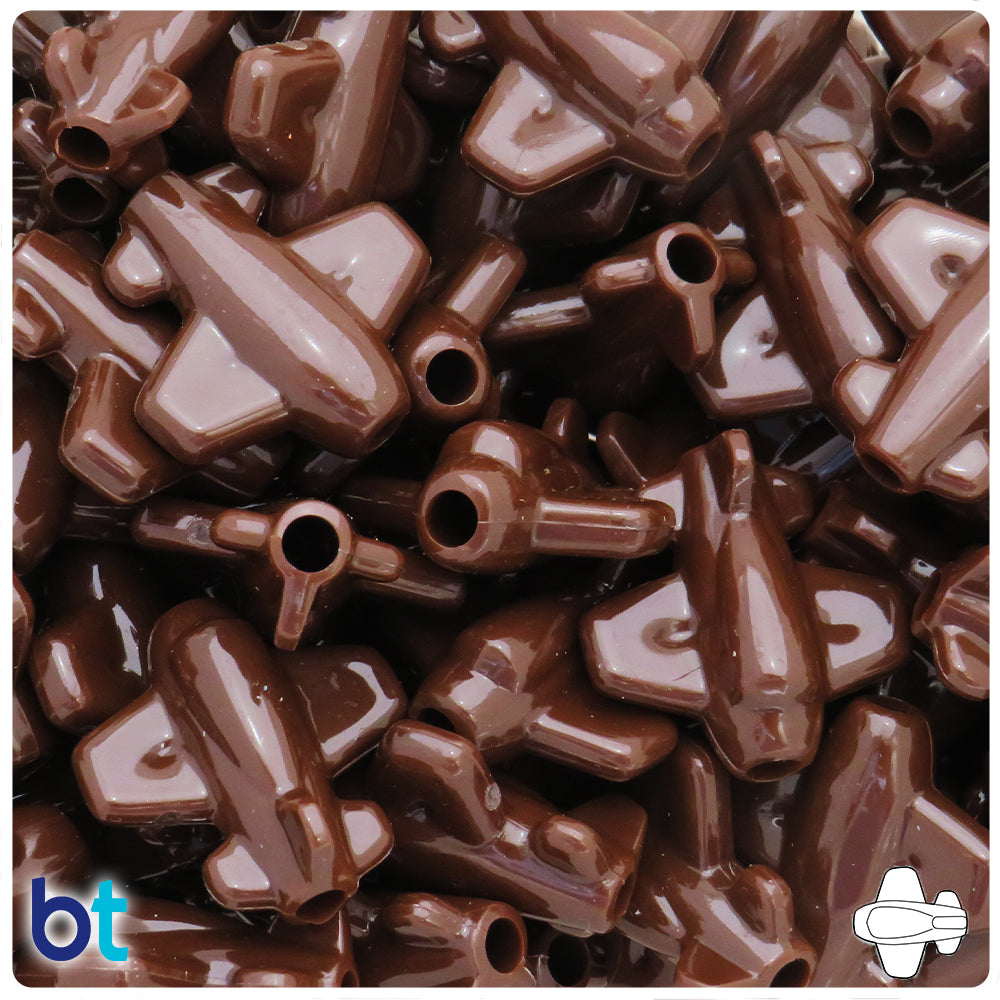 Chocolate Opaque 25mm AirPlane Pony Beads (8pcs)