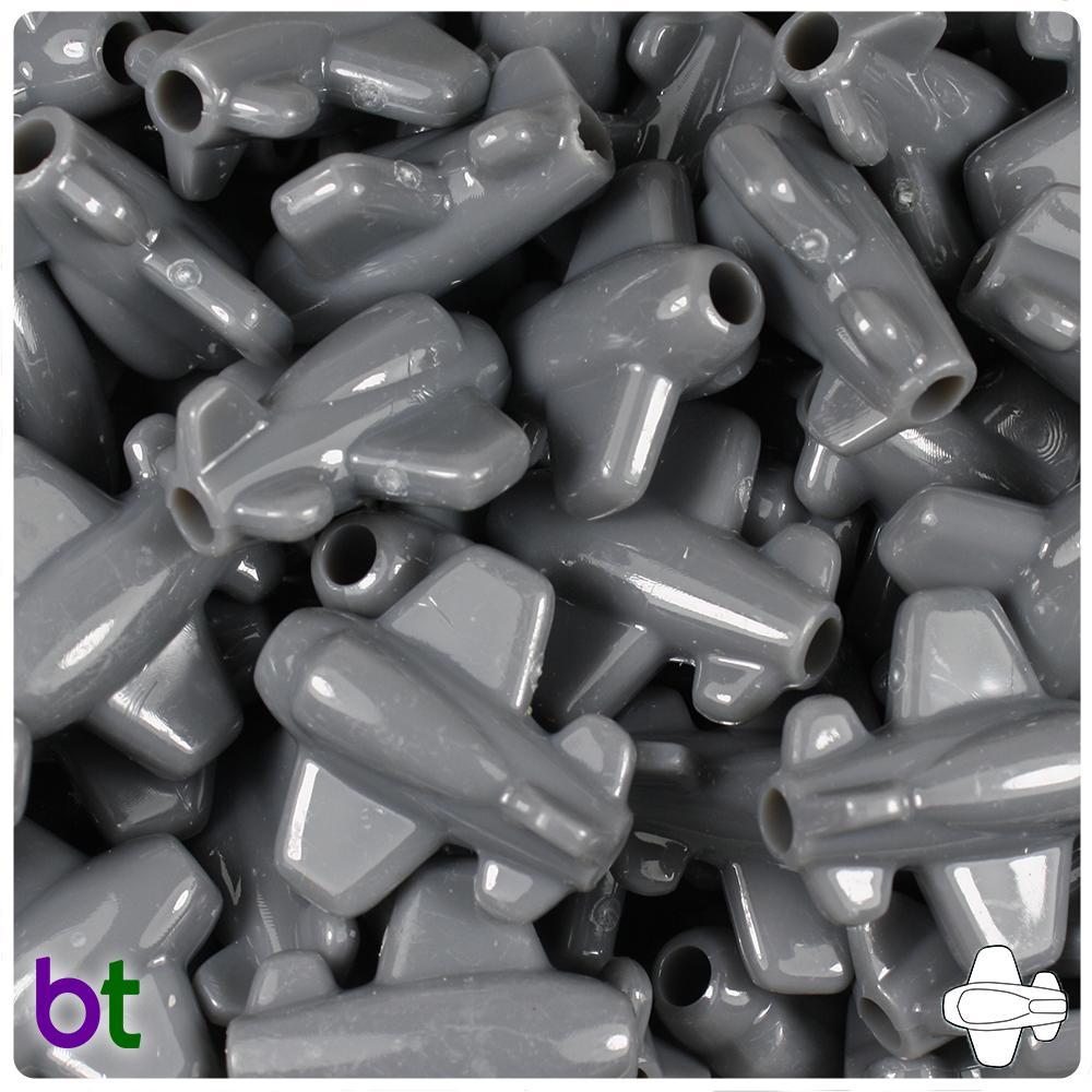 Dark Grey Opaque 25mm AirPlane Pony Beads (8pcs)