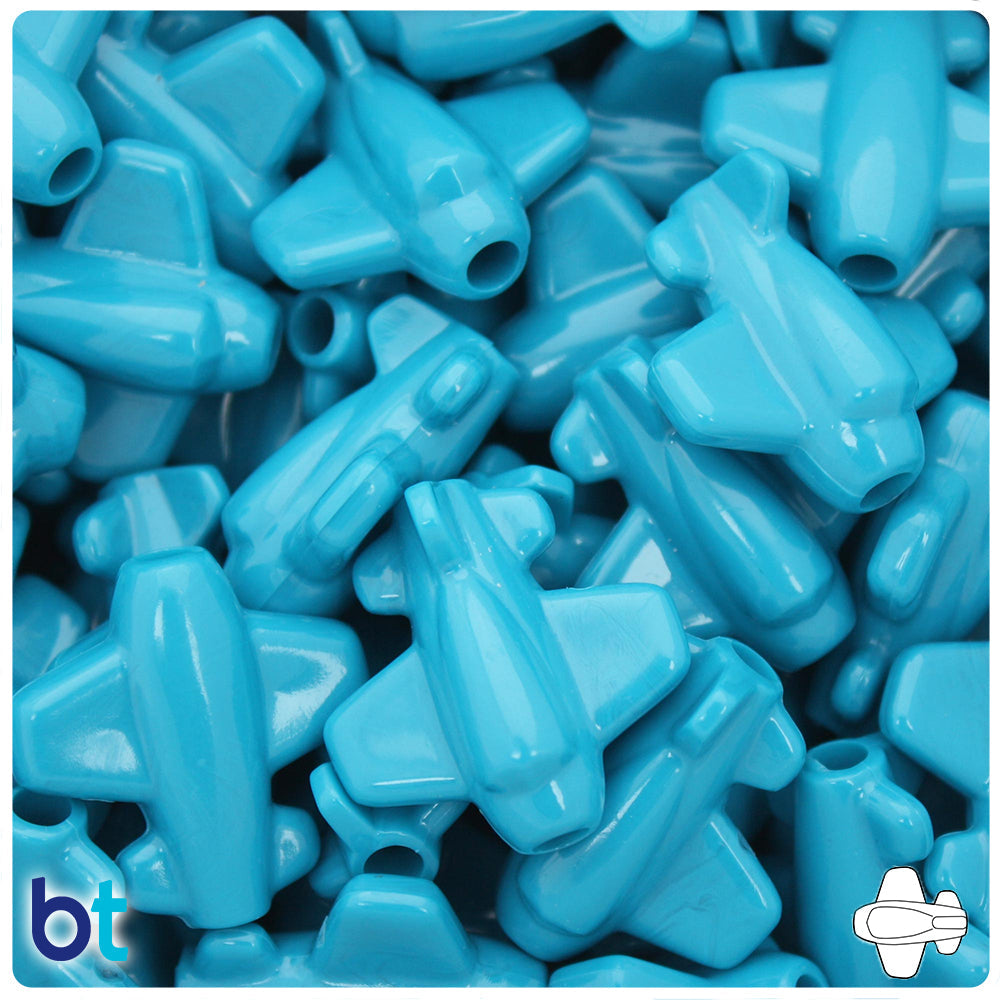 Dark Turquoise Opaque 25mm Airplane Pony Beads (8pcs)
