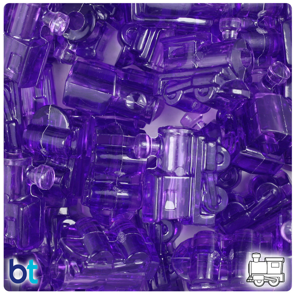 Amethyst Transparent 22mm Train Pony Beads (24pcs)