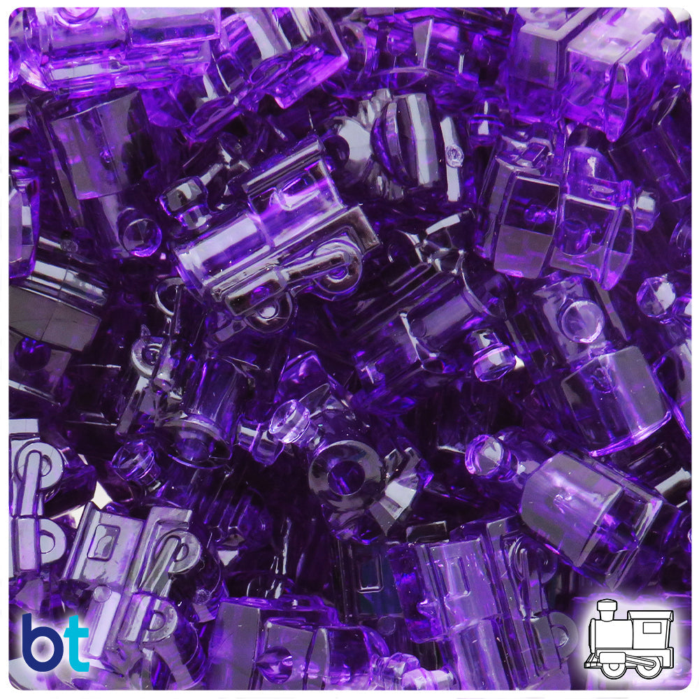 Amethyst Transparent 22mm Train Pony Beads (8pcs)