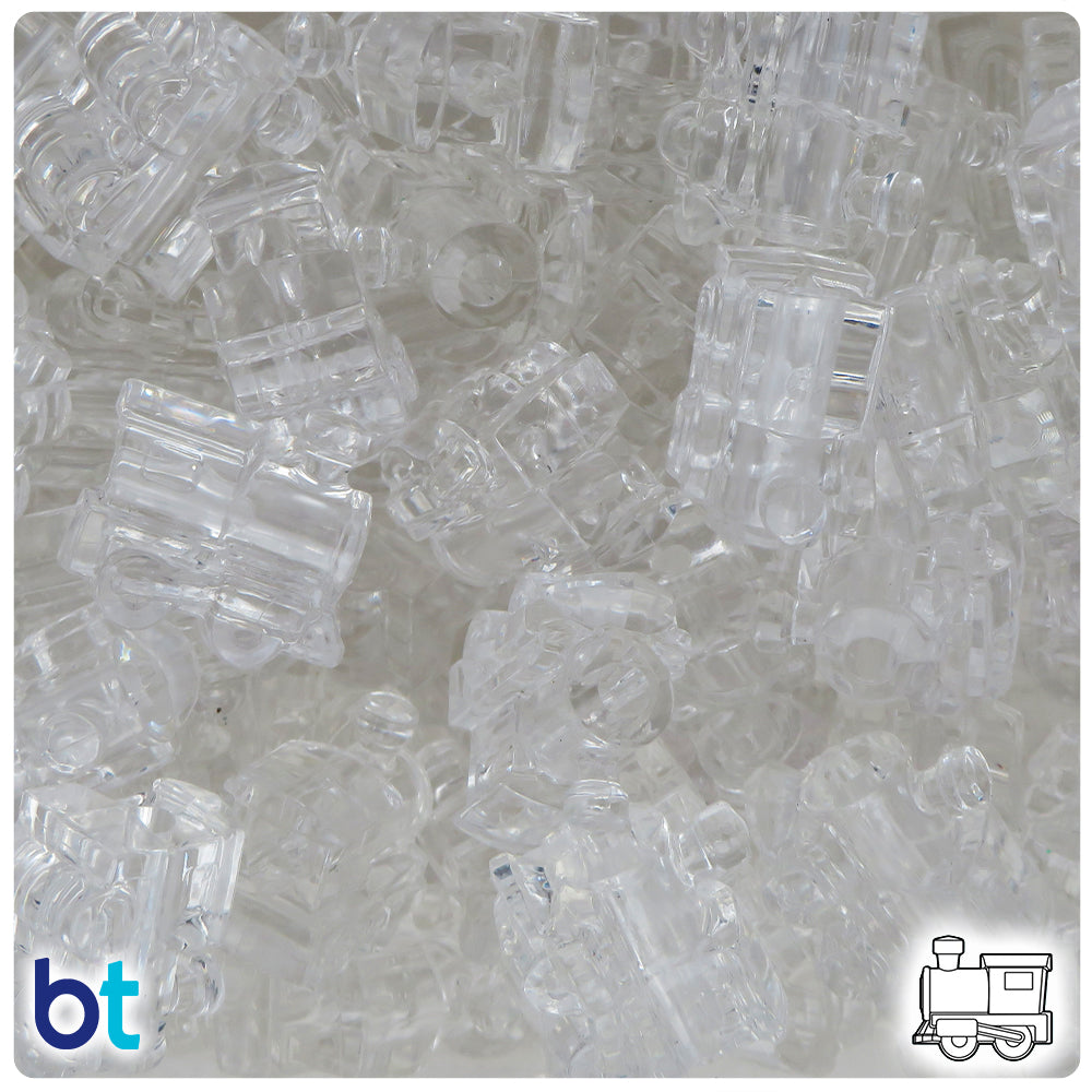Crystal Transparent 22mm Train Pony Beads (24pcs)