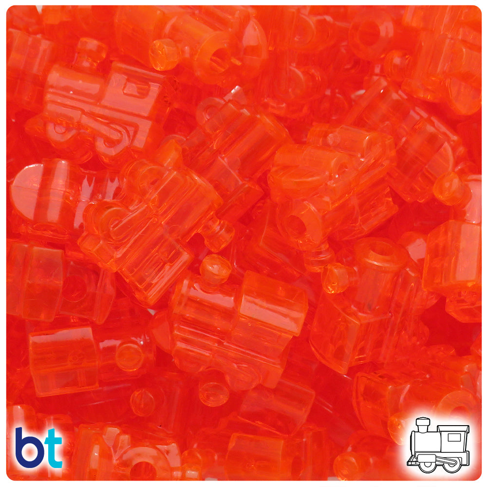 Hyacinth Transparent 22mm Train Pony Beads (24pcs)