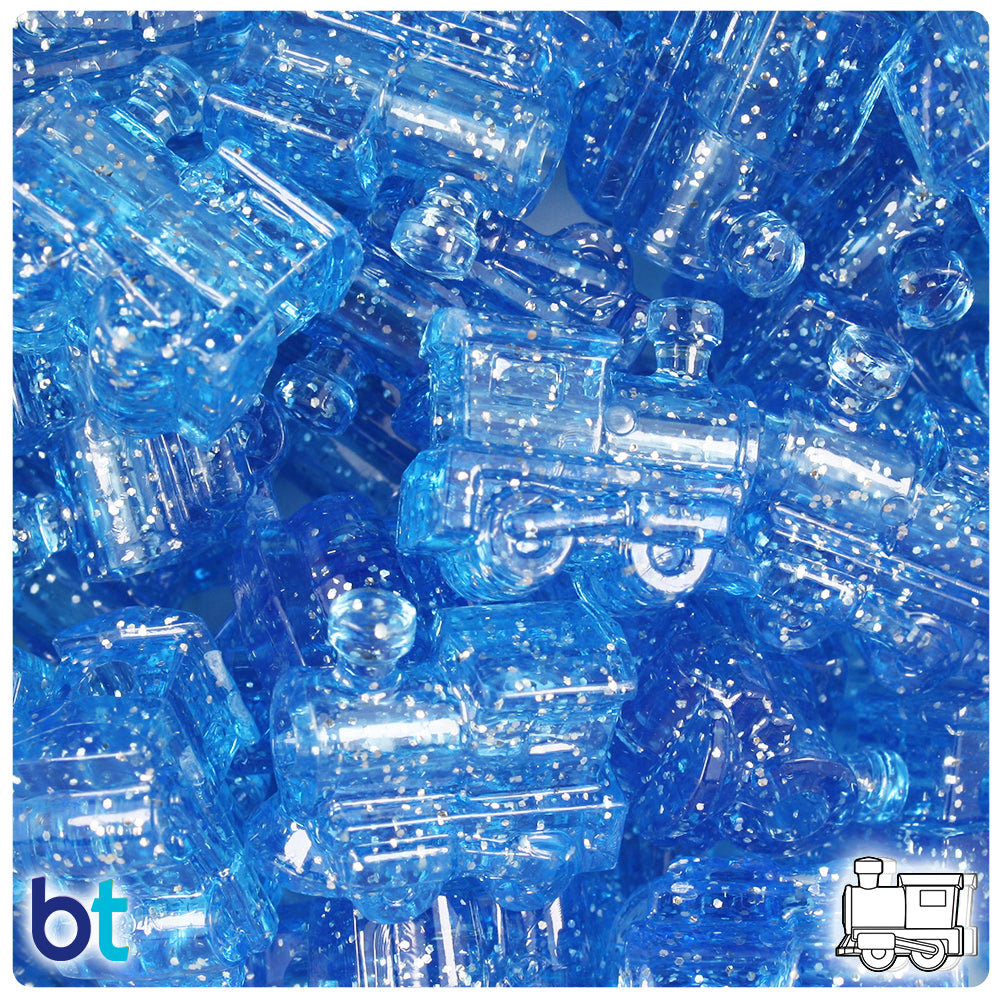 Light Sapphire Sparkle 22mm Train Pony Beads (24pcs)