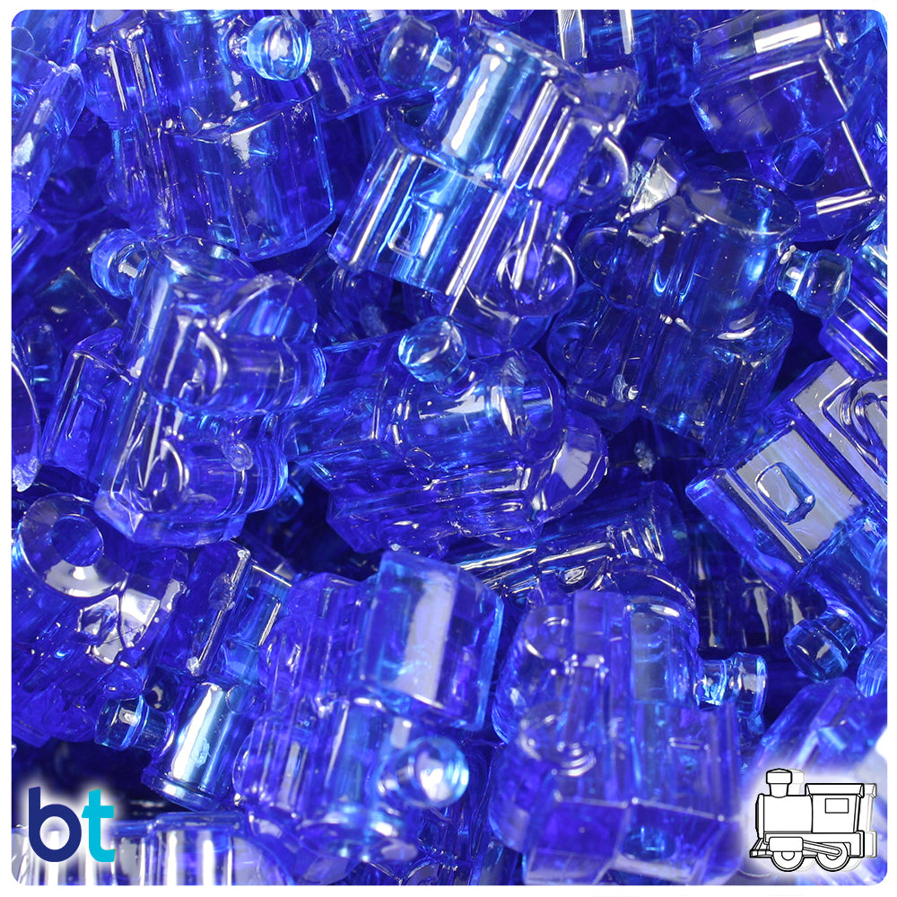 Dark Sapphire Transparent 22mm Train Pony Beads (24pcs)
