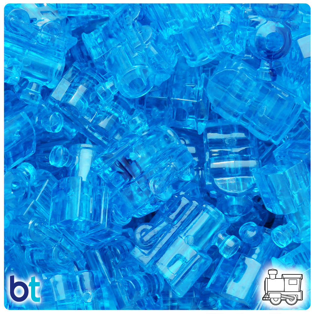 Turquoise Transparent 22mm Train Pony Beads (24pcs)
