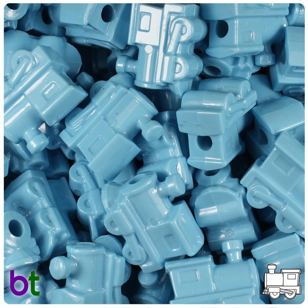 Baby Blue Opaque 22mm Train Pony Beads (8pcs)