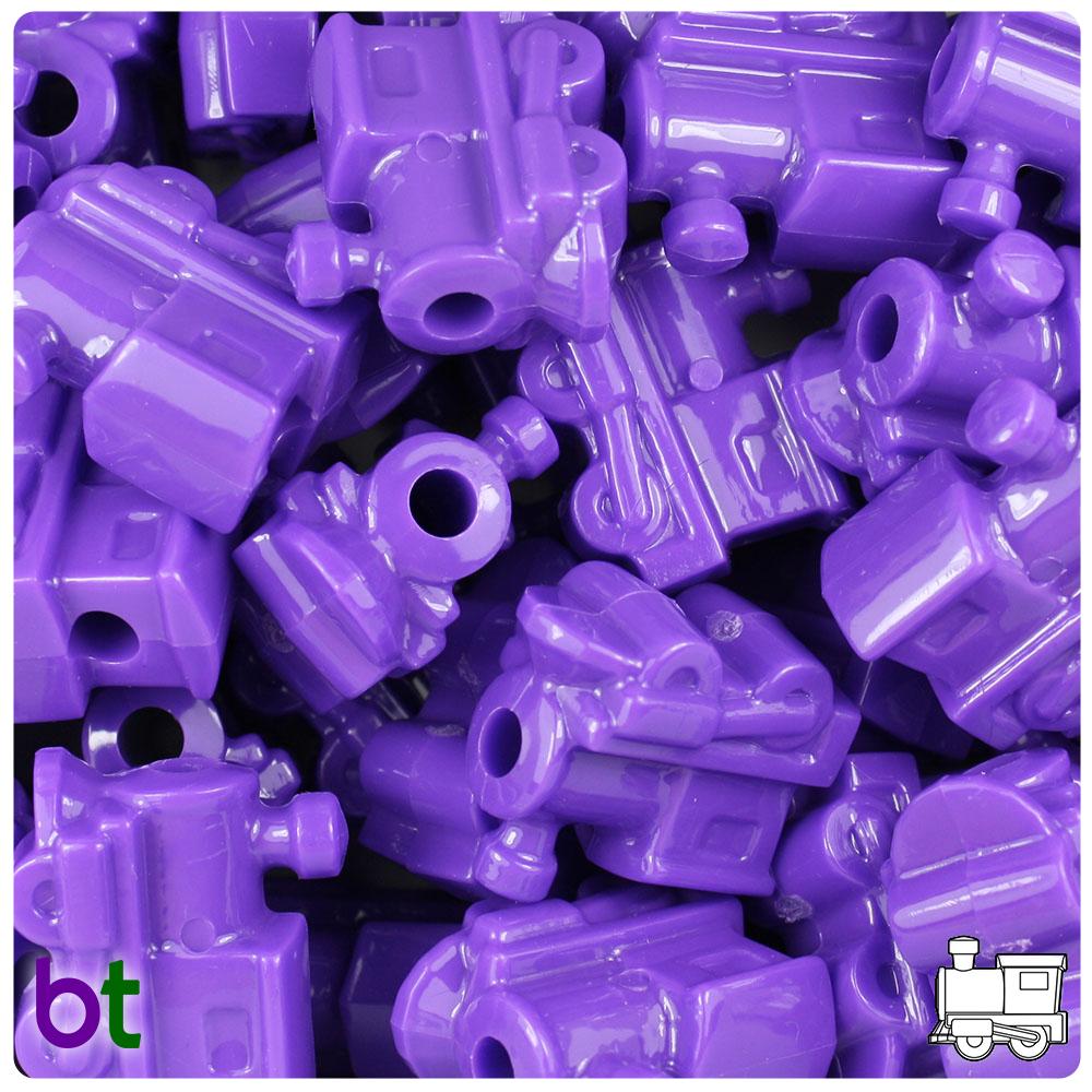 Dark Lilac Opaque 22mm Train Pony Beads (8pcs)