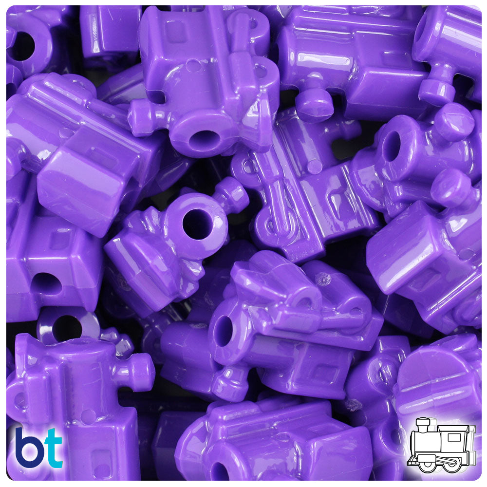 Dark Lilac Opaque 22mm Train Pony Beads (24pcs)