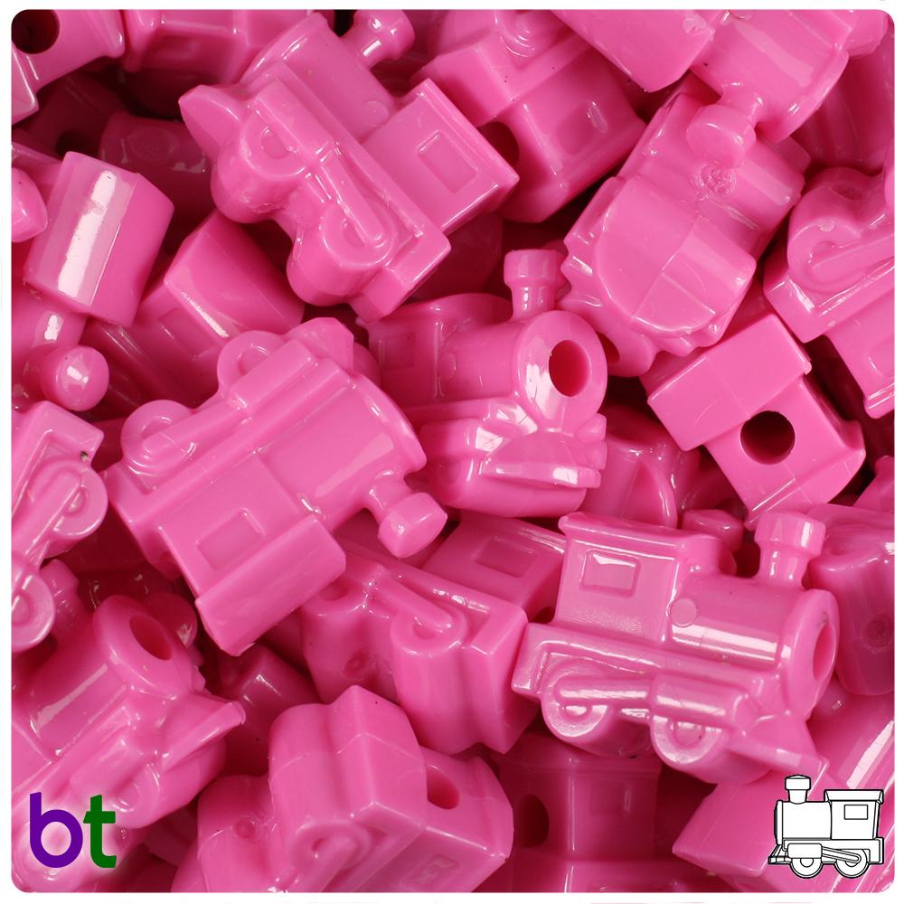 Dark Pink Opaque 22mm Train Pony Beads (8pcs)