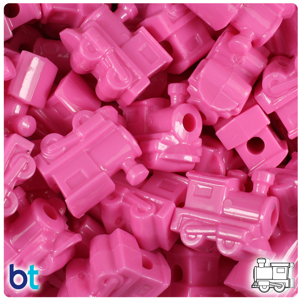Dark Pink Opaque 22mm Train Pony Beads (24pcs)