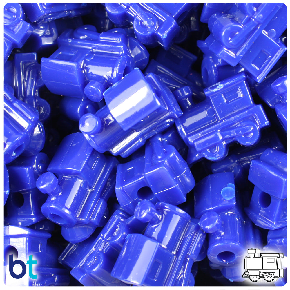Royal Blue Opaque 22mm Train Pony Beads (24pcs)